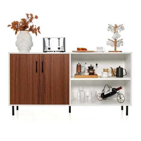 Modern Buffet Sideboard with Open Compartments for Kitchen