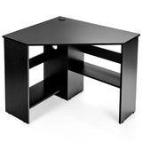 Black Corner Computer Desk with Management Hole for Home Office