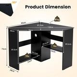 Black Corner Computer Desk with Management Hole for Home Office