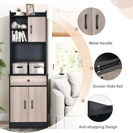 3-Door Storage Cabinet with Adjustable Shelves for Kitchen