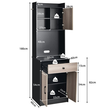 3-Door Storage Cabinet with Adjustable Shelves for Kitchen