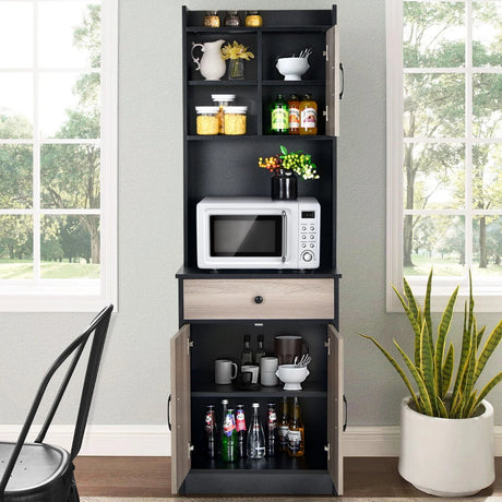 3-Door Storage Cabinet with Adjustable Shelves for Kitchen