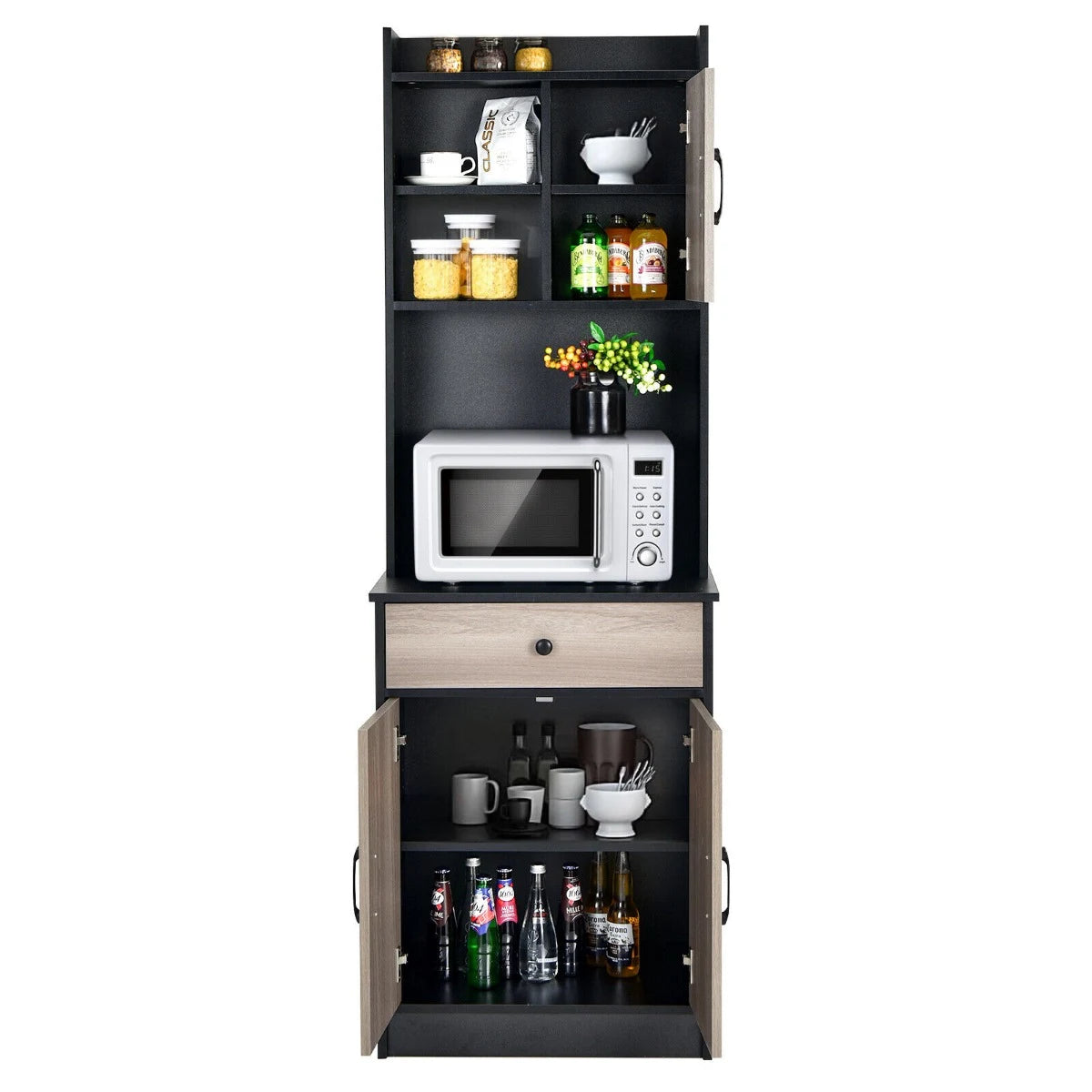 3-Door Storage Cabinet with Adjustable Shelves for Kitchen