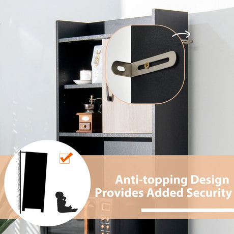 3-Door Storage Cabinet with Adjustable Shelves for Kitchen
