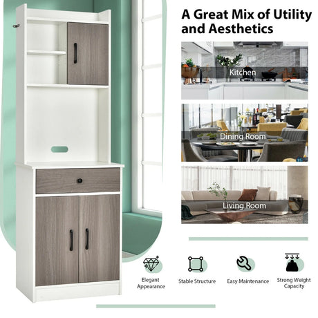 3-Door Storage Cabinet with Adjustable Shelves for Kitchen