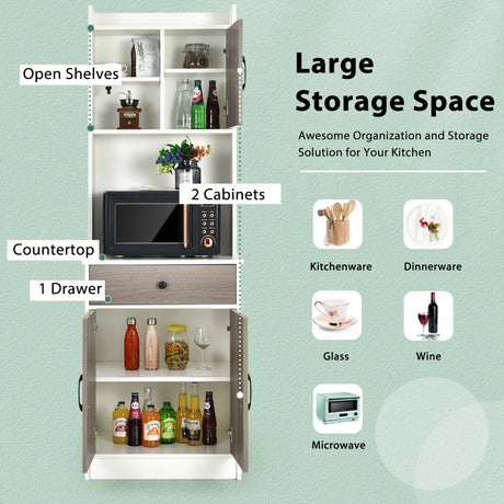 3-Door Storage Cabinet with Adjustable Shelves for Kitchen