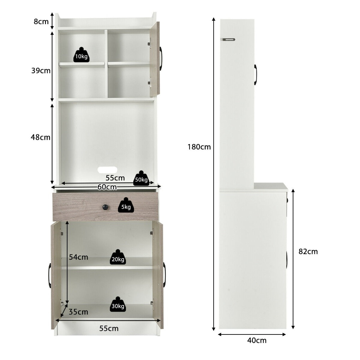 3-Door Storage Cabinet with Adjustable Shelves for Kitchen