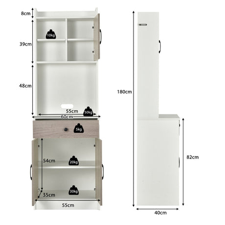 3-Door Storage Cabinet with Adjustable Shelves for Kitchen