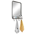 Wall Bathroom Mirror with Shelf Hooks Sturdy Metal Frame for Bedroom Living Room