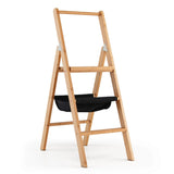 3 Step Foldable Bamboo Step Ladder Stool with Tool Storage Bag-Natural