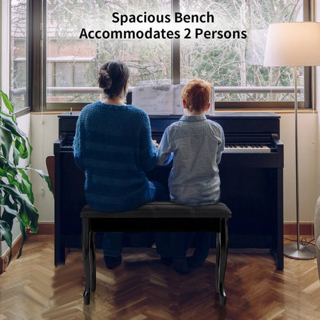 Piano Bench Stool with Padded Cushion for Home Black
