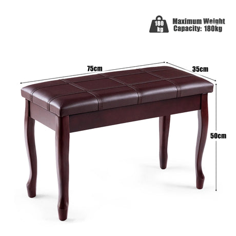 Piano Bench Stool with Padded Cushion for Home Brown