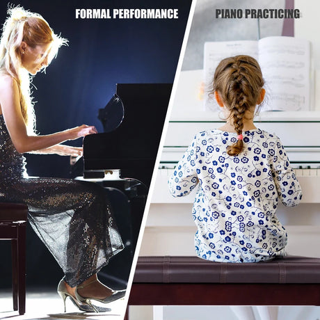 Piano Bench Stool with Padded Cushion for Home Brown
