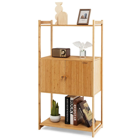 Bamboo Storage Cabinet with 3 Shelves for Bathroom