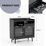 Kitchen Buffet Sideboard with Wine Rack and Sliding Door-Black