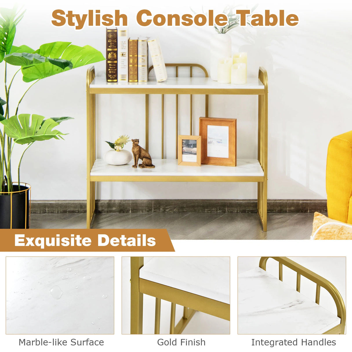 2-Tier Narrow Console Table with Storage Shelf for Entryway
