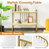 2-Tier Narrow Console Table with Storage Shelf for Entryway