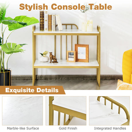 2-Tier Narrow Console Table with Storage Shelf for Entryway