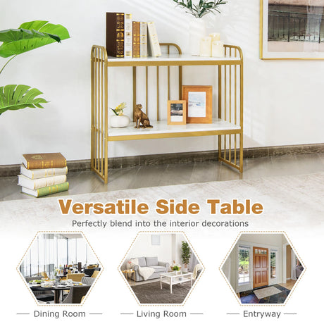 2-Tier Narrow Console Table with Storage Shelf for Entryway
