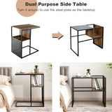C Side Table for Sofa Couch and Bed with Wooden Shelf