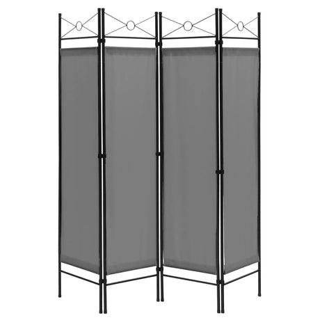 Folding Privacy Screen with Polyester Cloth for Bedroom Living Room-Grey
