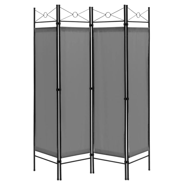 Folding Privacy Screen with Polyester Cloth for Bedroom Living Room-Grey