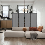 Folding Privacy Screen with Polyester Cloth for Bedroom Living Room-Grey