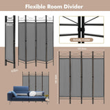 Folding Privacy Screen with Polyester Cloth for Bedroom Living Room-Grey