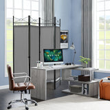Folding Privacy Screen with Polyester Cloth for Bedroom Living Room-Grey