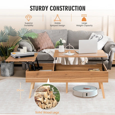 Accent Coffee Table with 2 Hidden Compartments for Living Room