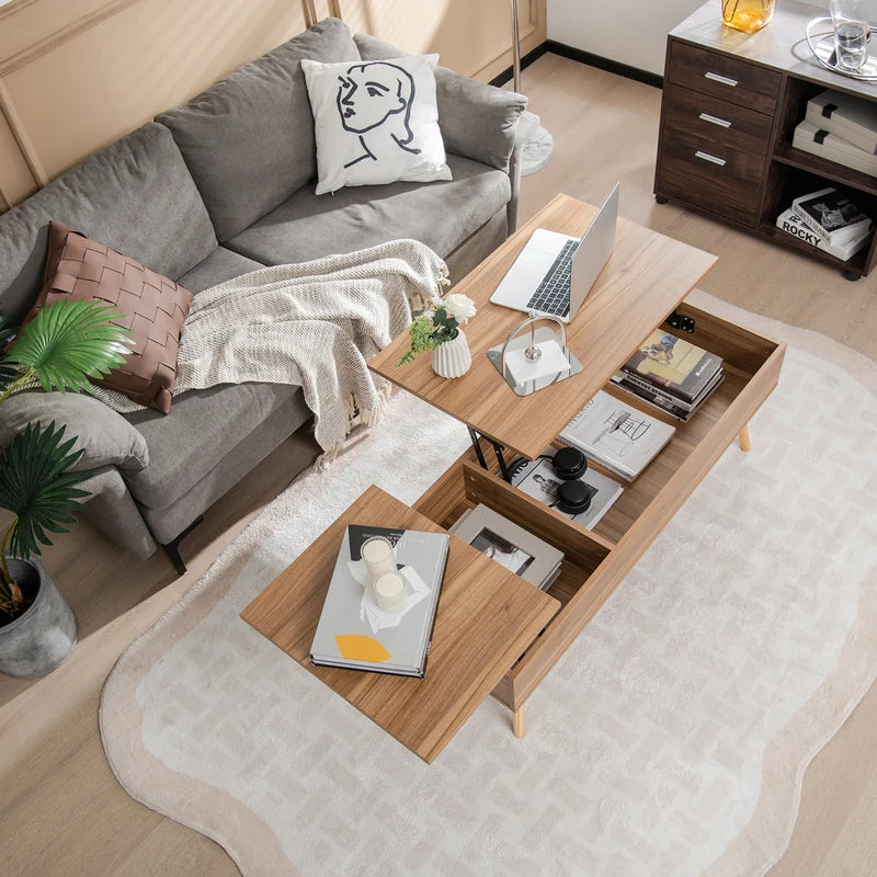 Accent Coffee Table with 2 Hidden Compartments for Living Room