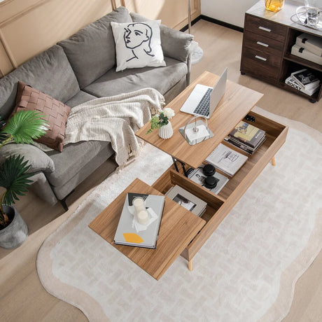 Accent Coffee Table with 2 Hidden Compartments for Living Room