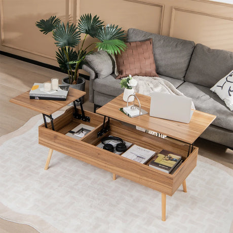 Accent Coffee Table with 2 Hidden Compartments for Living Room