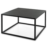 Modern Square Leisure Coffee Table  with Faux Marble Tabletop-Black