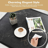 Modern Square Leisure Coffee Table  with Faux Marble Tabletop-Black