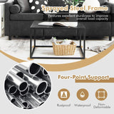 Modern Square Leisure Coffee Table  with Faux Marble Tabletop-Black