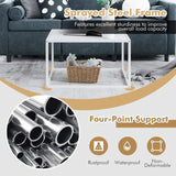 Coffee table marble look rectangular coffee table with metal frame 70 x 70 x 40 cm white