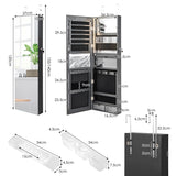 Lockable Mirror Jewelry Cabinet with 3-Colour LED Light-Black