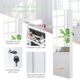Lockable Mirror Jewelry Cabinet with 3-Colour LED Light-White