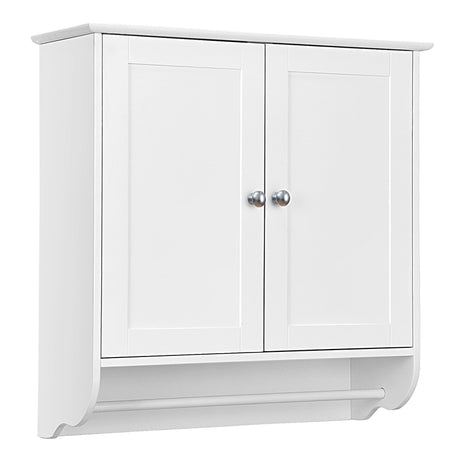 Wall Mounted Bathroom Storage Medicine Cabinet with Towel Bar-White