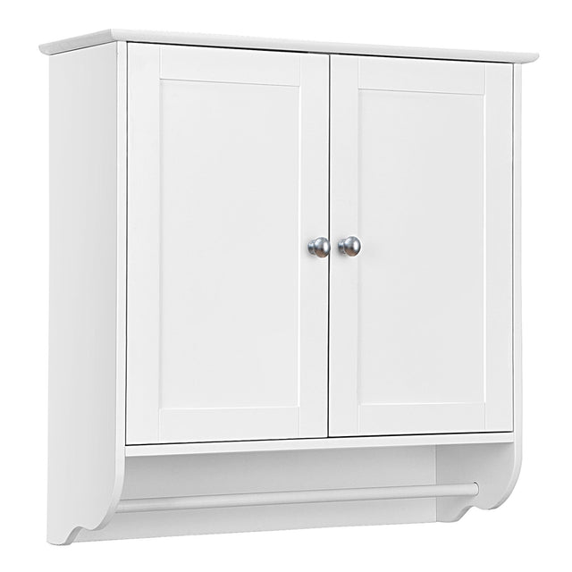 Wall Mounted Bathroom Storage Medicine Cabinet with Towel Bar-White