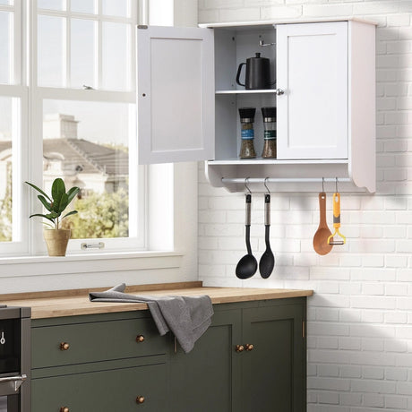 Wall Mounted Bathroom Storage Medicine Cabinet with Towel Bar-White