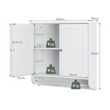 Wall Mounted Bathroom Storage Medicine Cabinet with Towel Bar-White