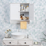 Wall Mounted Bathroom Storage Medicine Cabinet with Towel Bar-White