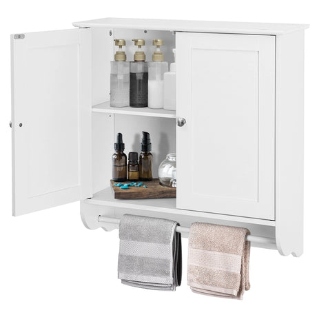 Wall Mounted Bathroom Storage Medicine Cabinet with Towel Bar-White