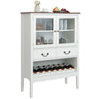 Freestanding Storage Cabinet with 2 Tempered Glass Doors