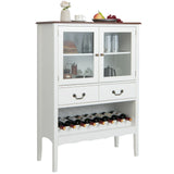 Freestanding Storage Cabinet with 2 Tempered Glass Doors
