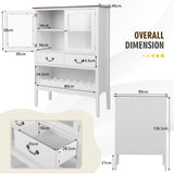 Freestanding Storage Cabinet with 2 Tempered Glass Doors