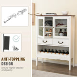 Freestanding Storage Cabinet with 2 Tempered Glass Doors