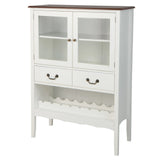 Freestanding Storage Cabinet with 2 Tempered Glass Doors